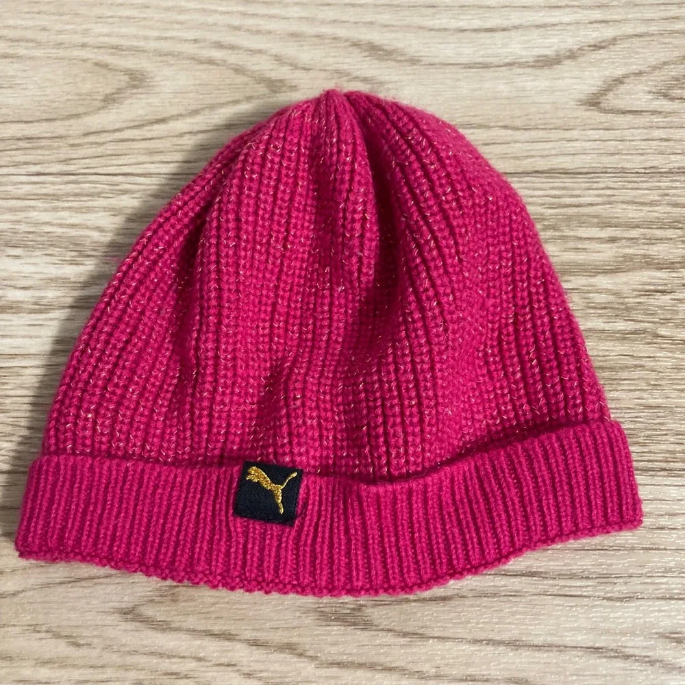 Puma Beanie GILRS OSFA Pink Gold‎ Metallic Sparkle Ribbed Knit Hat USWGR